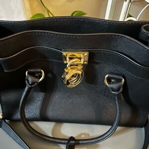 Michael Kors Black Satchel with Gold Hardware